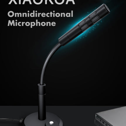 USB Condenser Microphone with Cable for Computer PC Desktop Laptop Notebook Cable Recording Gaming Podcasting, Color:Black-garmade.com