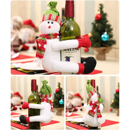 Christmas Wine Bottle Bag Cover Christmas Table Decoration(Snowman)-garmade.com