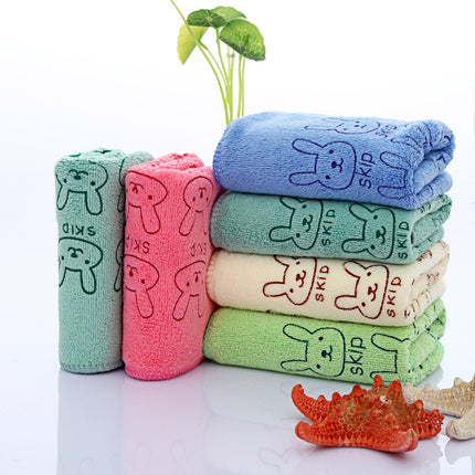 25*50cm Cute Baby Kid Towel Face Microfiber Absorbent Drying Bath Beach Towel Washcloth Swimwear Baby Towel Cotton Kids Towel(Dark blue)-garmade.com
