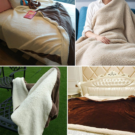 Winter Sofa Blanket Double Thick Cashmere Coral Fleece Ofice Nap Blanket, Size:1.5x2m(Camel)-garmade.com