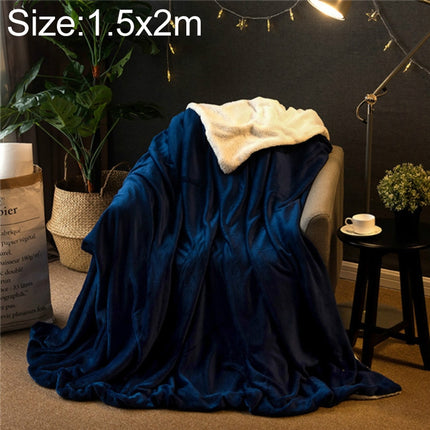 Winter Sofa Blanket Double Thick Cashmere Coral Fleece Ofice Nap Blanket, Size:1.5x2m(Navy Blue)-garmade.com