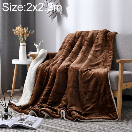 Winter Sofa Blanket Double Thick Cashmere Coral Fleece Ofice Nap Blanket, Size:2x2.3m(Coffee)-garmade.com