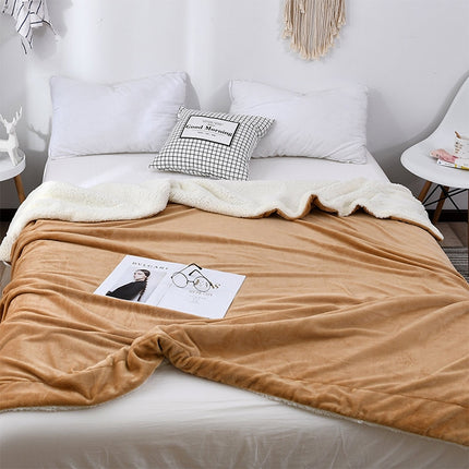 Winter Sofa Blanket Double Thick Cashmere Coral Fleece Ofice Nap Blanket, Size:2x2.3m(Coffee)-garmade.com