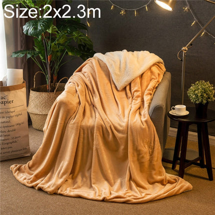 Winter Sofa Blanket Double Thick Cashmere Coral Fleece Ofice Nap Blanket, Size:2x2.3m(Camel)-garmade.com