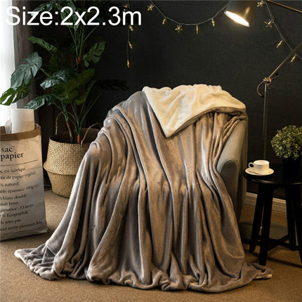Winter Sofa Blanket Double Thick Cashmere Coral Fleece Ofice Nap Blanket, Size:2x2.3m(Silver Grey)-garmade.com