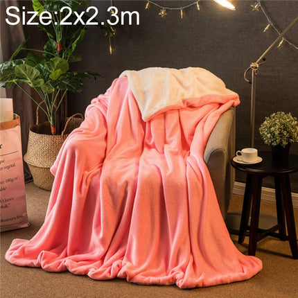Winter Sofa Blanket Double Thick Cashmere Coral Fleece Ofice Nap Blanket, Size:2x2.3m(Pink)-garmade.com