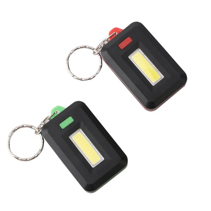 2 PCS 3W Mini COB LED Flashlight Keychain Emergency Camping Backpack Light with 3 Modes(Green)-garmade.com