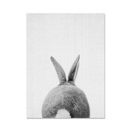 Rabbit Before and After the Computer Printing Decorative Painting Frameless Core, Size:13x18cm(Grey Rabbit Back)-garmade.com
