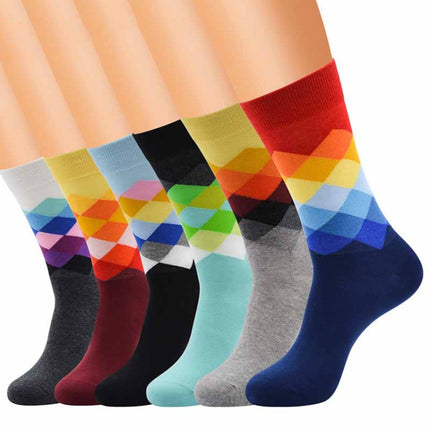 Colored Diamond Plaid Tube Gradient Sports Socks, Size:Large Size(06)-garmade.com