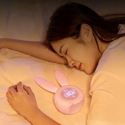 Cute Rabbit Silicone Induction Small Alarm Clock(Pink)-garmade.com