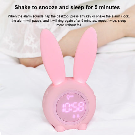 Cute Rabbit Silicone Induction Small Alarm Clock(Pink)-garmade.com