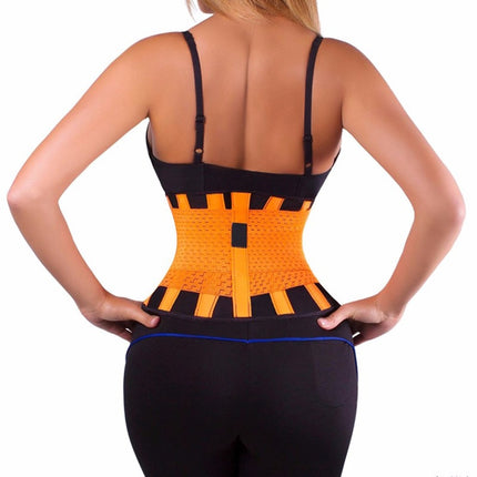 Men and Women Neoprene Lumbar Waist Support Unisex Exercise Weight Loss Burn Shaper Gym Fitness Belt, Size:M(Orange)-garmade.com