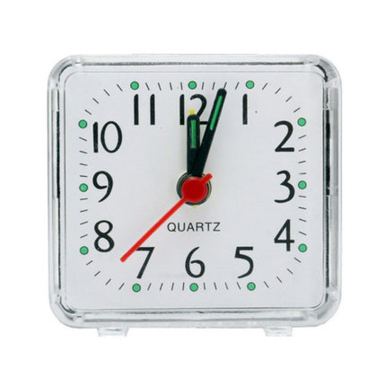 Square Alarm Clock Transparent Case Compact Digital Mini Bedroom Bedside Office Electronic Clock(White)-garmade.com