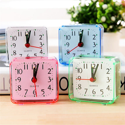 Square Alarm Clock Transparent Case Compact Digital Mini Bedroom Bedside Office Electronic Clock(White)-garmade.com