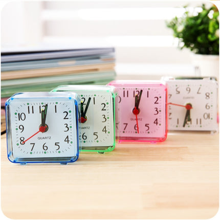Square Alarm Clock Transparent Case Compact Digital Mini Bedroom Bedside Office Electronic Clock(Pink)-garmade.com