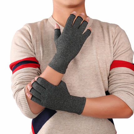 Gray A Pair Sports Breathable Health Care Half Finger Gloves Rehabilitation Training Arthritis Pressure Gloves, Size:S-garmade.com