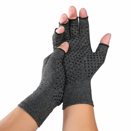 Hemp Gray Dispensing A Pair Sports Breathable Health Care Half Finger Gloves Rehabilitation Training Arthritis Pressure Gloves, Size:S-garmade.com