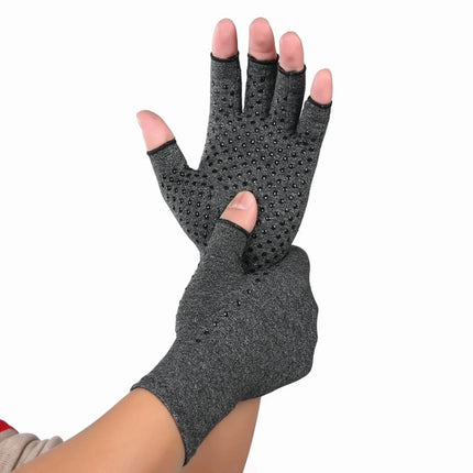 Hemp Gray Dispensing A Pair Sports Breathable Health Care Half Finger Gloves Rehabilitation Training Arthritis Pressure Gloves, Size:S-garmade.com