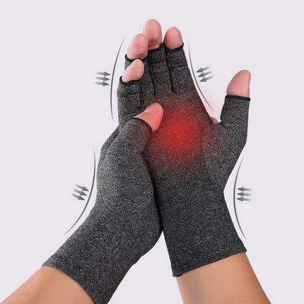 Gray A Pair Sports Breathable Health Care Half Finger Gloves Rehabilitation Training Arthritis Pressure Gloves, Size:M-garmade.com