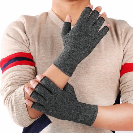 Hemp Gray Dispensing A Pair Sports Breathable Health Care Half Finger Gloves Rehabilitation Training Arthritis Pressure Gloves, Size:M-garmade.com