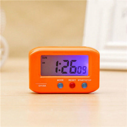 Portable Pocket Sized Digital Electronic Travel Alarm Clock Automotive Electronic Luminous Stopwatch LCD Clock(Yellow)-garmade.com