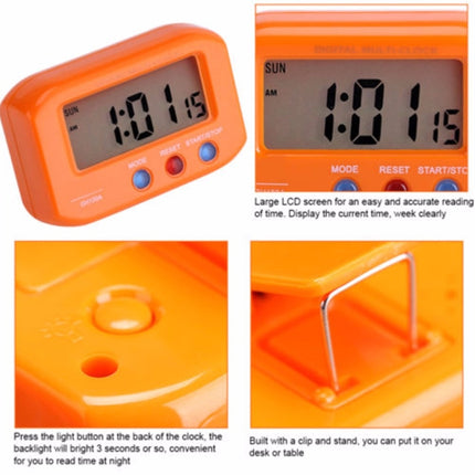 Portable Pocket Sized Digital Electronic Travel Alarm Clock Automotive Electronic Luminous Stopwatch LCD Clock(Yellow)-garmade.com