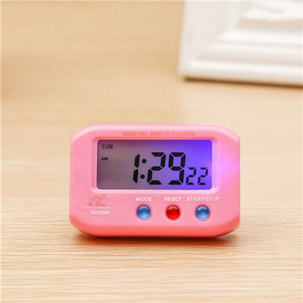 Portable Pocket Sized Digital Electronic Travel Alarm Clock Automotive Electronic Luminous Stopwatch LCD Clock(Red)-garmade.com