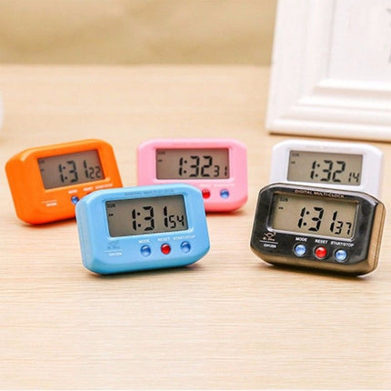 Portable Pocket Sized Digital Electronic Travel Alarm Clock Automotive Electronic Luminous Stopwatch LCD Clock(Black)-garmade.com
