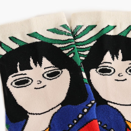 Cartoon Abstract Pattern Casual Creative Tube Socks, Size:One Size(Big Face Girl)-garmade.com