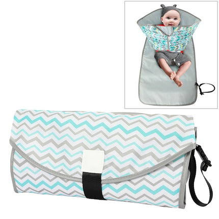 Baby Changing Diaper Pad Portable Folding Waterproof Nursing Pad, Size:One size(Green gray waves)-garmade.com