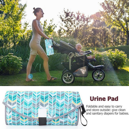 Baby Changing Diaper Pad Portable Folding Waterproof Nursing Pad, Size:One size(Light green geometry)-garmade.com
