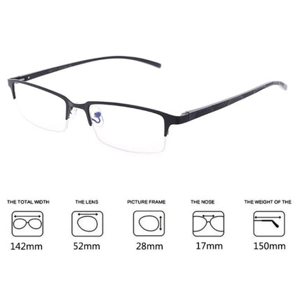 Anti Blu-ray Business Eye Glasses for Men Metal Frame Plain Glass Spectacles(Matte Black Frame)-garmade.com