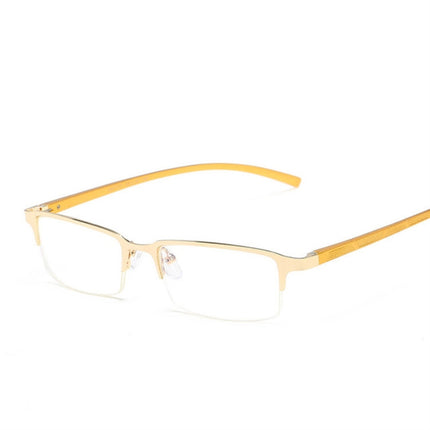 Anti Blu-ray Business Eye Glasses for Men Metal Frame Plain Glass Spectacles(Gold Frame)-garmade.com