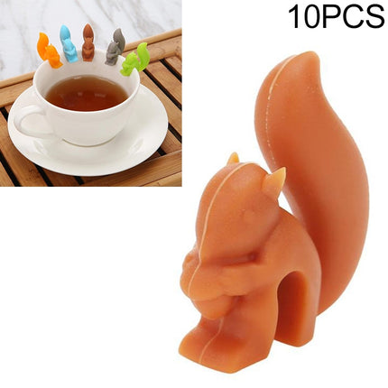 10 PCS Silicone Squirrel Tea Bag Multi-function Wine Glass Cup Recognizer(Coffee)-garmade.com