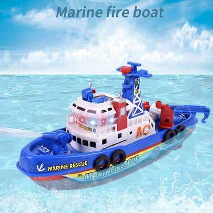 Electric Fishing Fire Boat Baby Shower Toy with Water Spray & Light & Sound Function-garmade.com