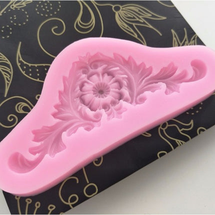 2 PCS Vintage Embossed Fondant Silicone Mold Court Lace Flower Vine DOY Baking Cake Tool(Pink)-garmade.com