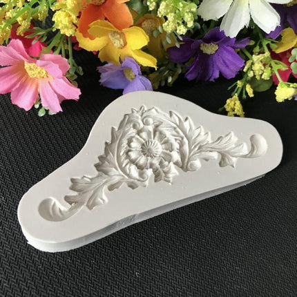 2 PCS Vintage Embossed Fondant Silicone Mold Court Lace Flower Vine DOY Baking Cake Tool(Gray)-garmade.com