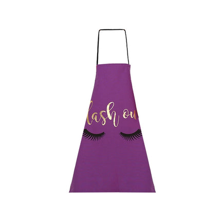 Gilding Eyelash Pattern Lovely Household Cooking Kitchen Cotton Apron(Purple)-garmade.com