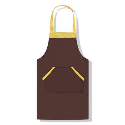 Solid Color Polyester Home Apron Antifouling Simple Adult Apron(Coffee)-garmade.com