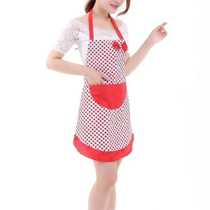 2 PCS Home Kitchen Cooking Simple Bow Lace Apron(Red)-garmade.com