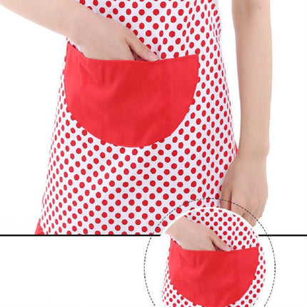 2 PCS Home Kitchen Cooking Simple Bow Lace Apron(Red)-garmade.com
