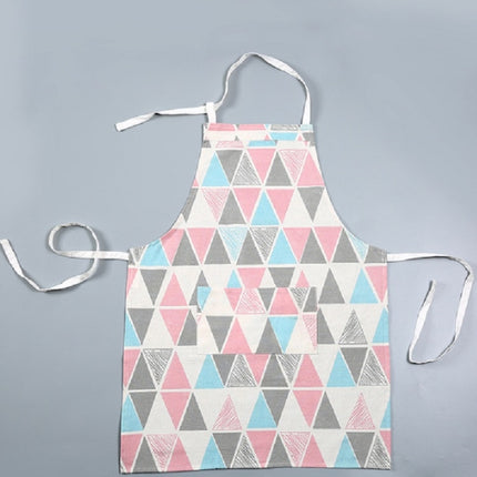 Simple Grid Thick Cotton Kitchen Baking Home Waterproof Apron, Size:L(Pink Triangle)-garmade.com