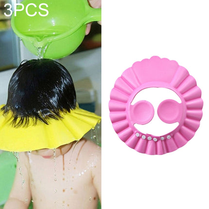 5 PCS Safe Baby Shower Cap Kids Bath Visor Hat Adjustable Baby Shower Cap Protect Eyes Hair Wash Shield for Children Waterproof Cap Pink+earflaps-garmade.com