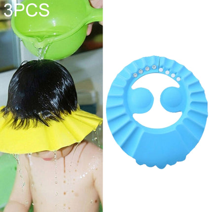 5 PCS Safe Baby Shower Cap Kids Bath Visor Hat Adjustable Baby Shower Cap Protect Eyes Hair Wash Shield for Children Waterproof Cap Blue+earflaps-garmade.com