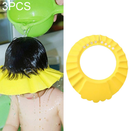 5 PCS Safe Baby Shower Cap Kids Bath Visor Hat Adjustable Baby Shower Cap Protect Eyes Hair Wash Shield for Children Waterproof Cap Yellow+wave-garmade.com