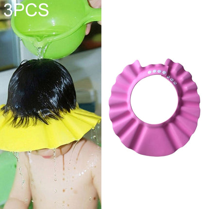 5 PCS Safe Baby Shower Cap Kids Bath Visor Hat Adjustable Baby Shower Cap Protect Eyes Hair Wash Shield for Children Waterproof Cap Pink+Round-garmade.com