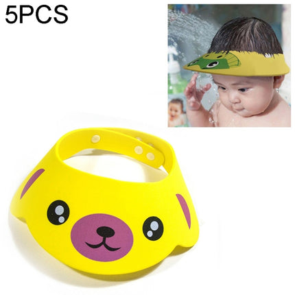 5 PCS Baby Kids Cap Shower Cap Baby Bath Cap Shower Hat Bath Visor Kids Bath Wash Hair Shield Hat(Yellow Dog)-garmade.com