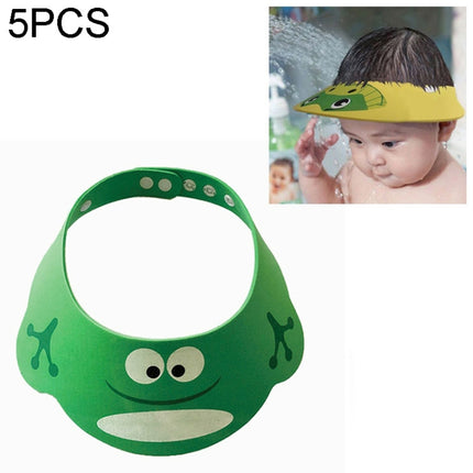 5 PCS Baby Kids Cap Shower Cap Baby Bath Cap Shower Hat Bath Visor Kids Bath Wash Hair Shield Hat(Green Frog)-garmade.com