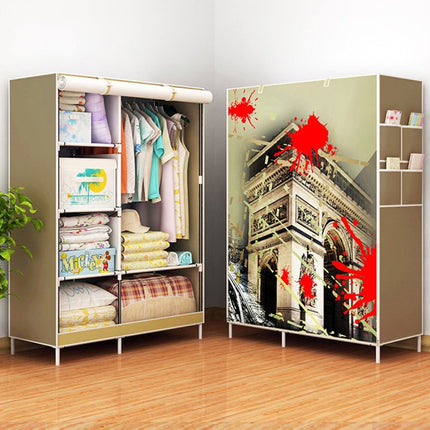 Non-woven Fabric Frame Reinforcement Wardrobe DIY Assembly Storage Organizer Detachable Clothing Furniture Shelf(Triumphal Arch)-garmade.com