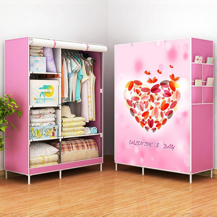 Non-woven Fabric Frame Reinforcement Wardrobe DIY Assembly Storage Organizer Detachable Clothing Furniture Shelf(Heart)-garmade.com